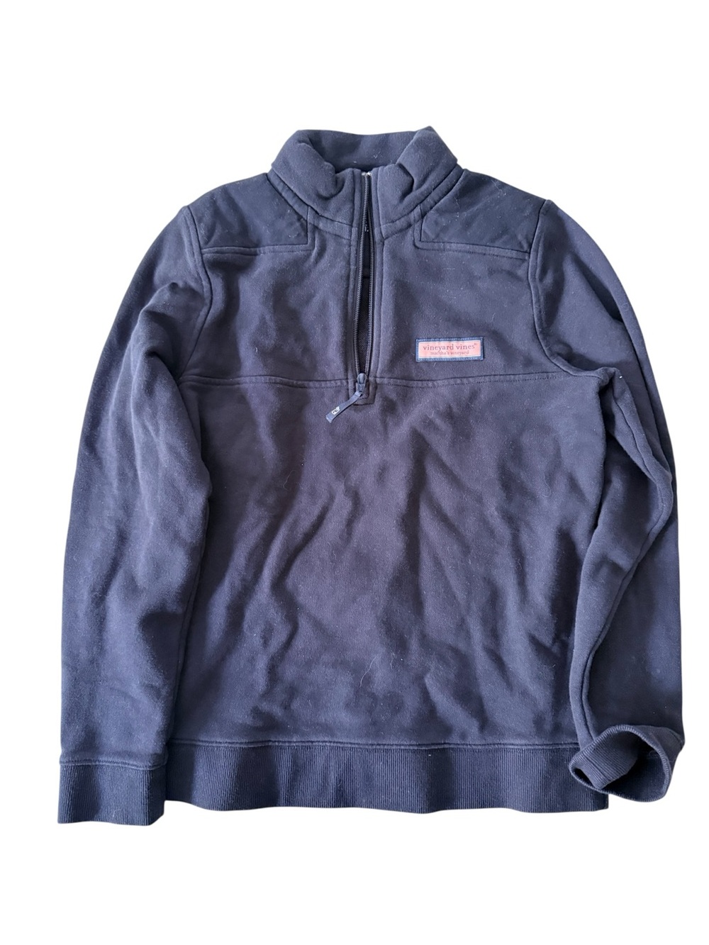 Vineyard Vines Navy Half-Zip Pullover with Pink Logo Patch